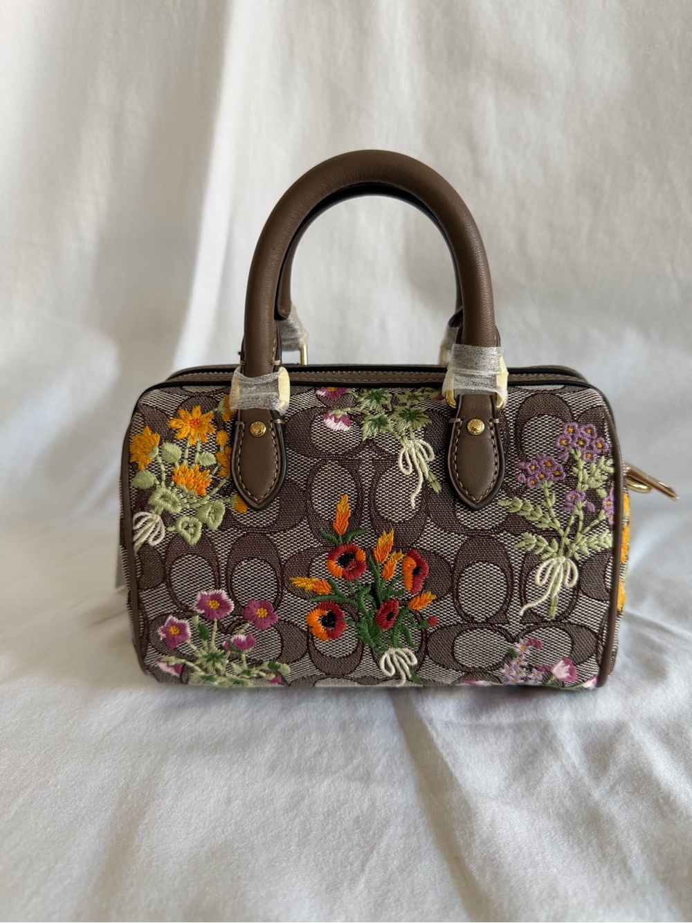 Coach Mini Rowan Crossbody Bag In Signature Jacquard With Floral Embroidery - Picture 5 of 7